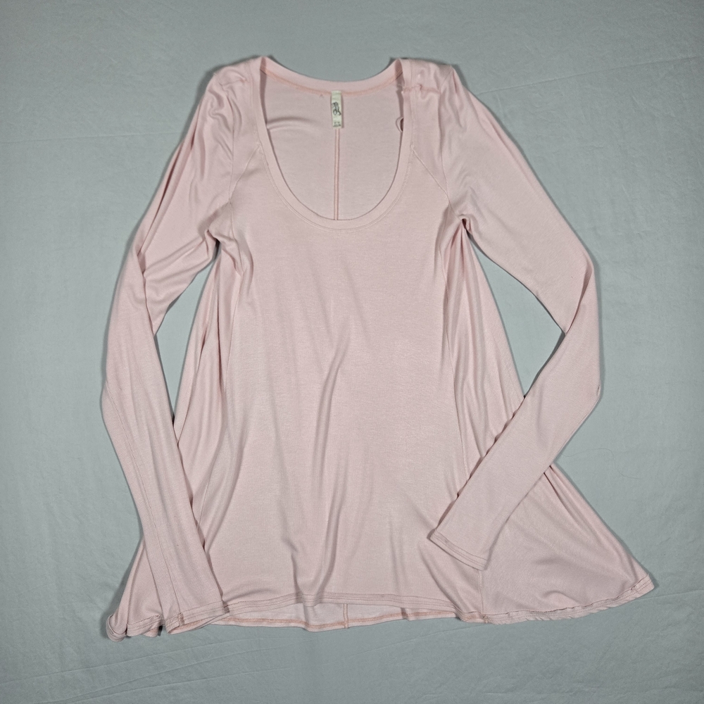 Free People Blush Pink Flowy January Long Sleeve Ribbed Tee Medium